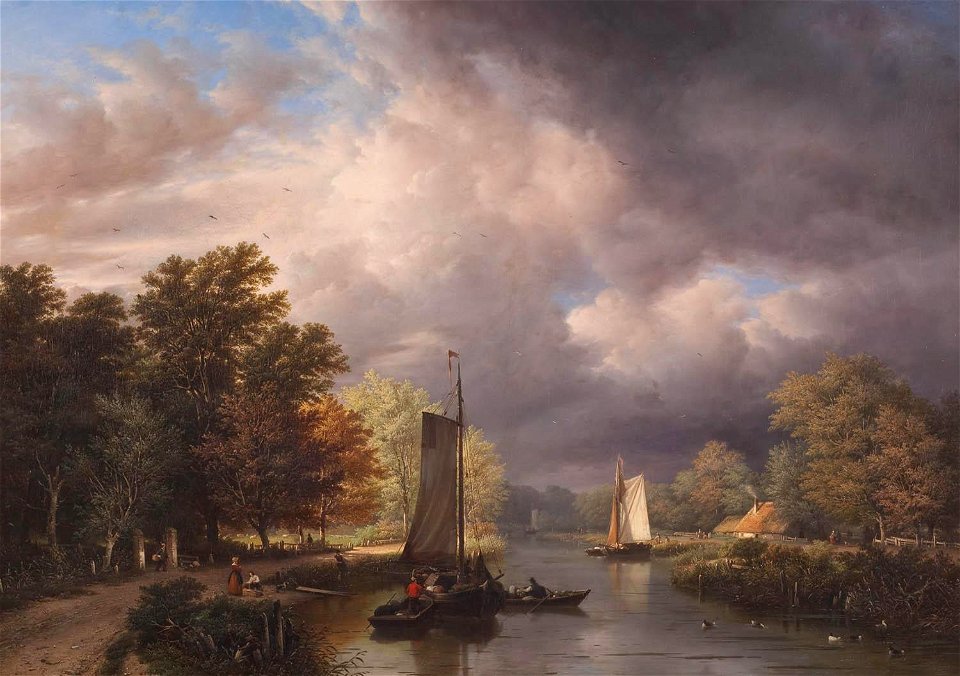 Georg Gillis van Haanen - Riviergezicht met donderwolken