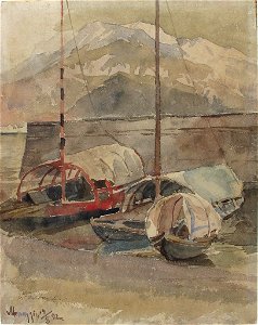 Georg Hacker Landschaft mit Booten am Comer See 1892