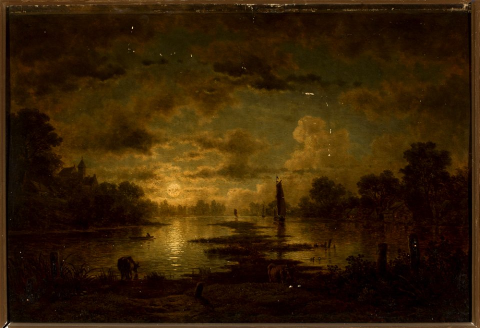 Georg Eduard Otto Saal - Moonlit night at the lake - M.Ob.1539 MNW - National Museum in Warsaw