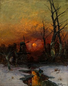 Georg Fischhof - Winter Landscape at Sunset