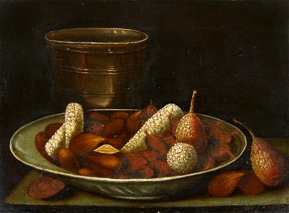 Georg Flegel (circle) Stillleben mit Mandeln Zuckerwerk und Trinkbecher