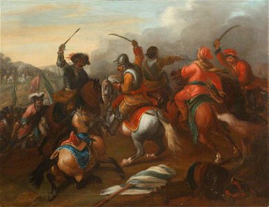 Georg Philipp Rugendas I (1666-1742) (circle of) - A Cavalry Battle between Turks and Christians - 1548025 - National Trust