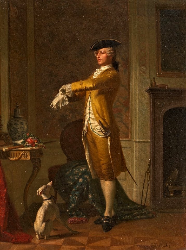 Georg Reimer Junger Edelmann mit Hund