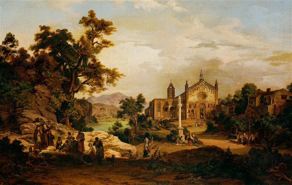 Georg Petzolt - Italienische Landschaft mit Pilgern - 7916 - Kunsthistorisches Museum