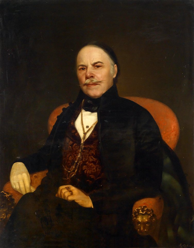 Georg Raab Bildnis eines Herren im roten Lehnstuhl Pest 1845