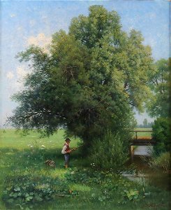 Georg Richard Falkenberg Angler am Bach