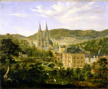 Georg Michael Mades - Die Elisabethkirche in Marburg vom Garten der Anatomie