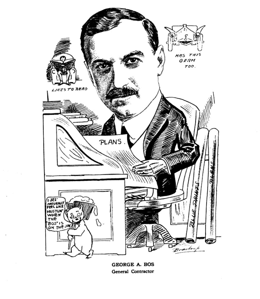 George A. Bos, General Contractor. Caricature