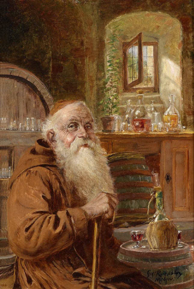 Georg Roessler Mönch im Weinkeller