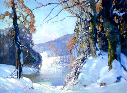 George Ames Aldrich Oliver Hotel Winter River Scene