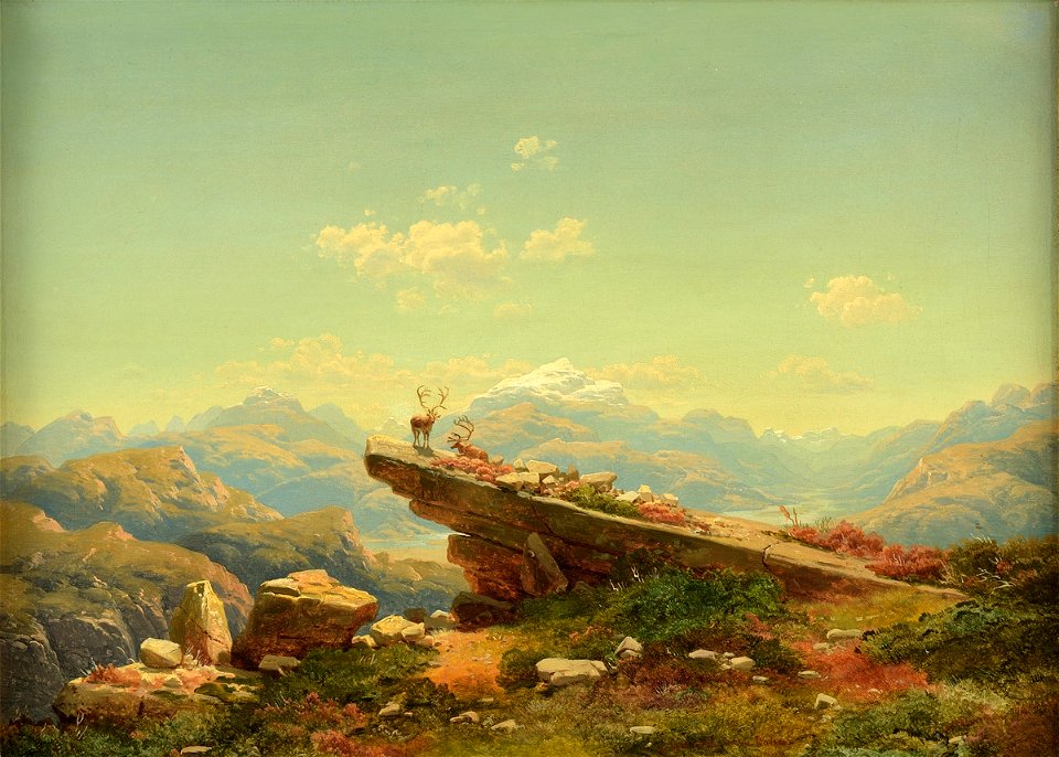 Georg Saal Landschaft mit Rentieren 1863