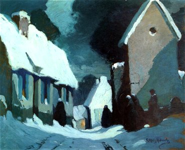 George Ames Aldrich Street Scene with Five Figures