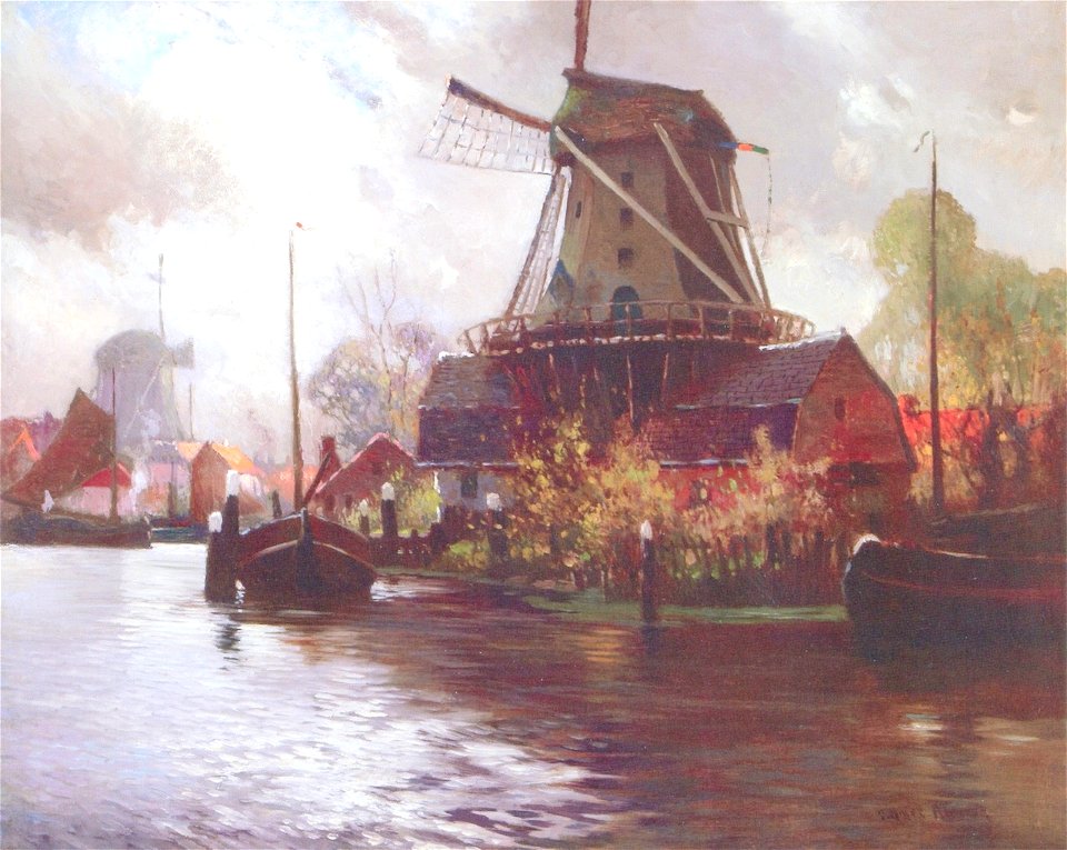 George Ames Aldrich Windmill on Canal