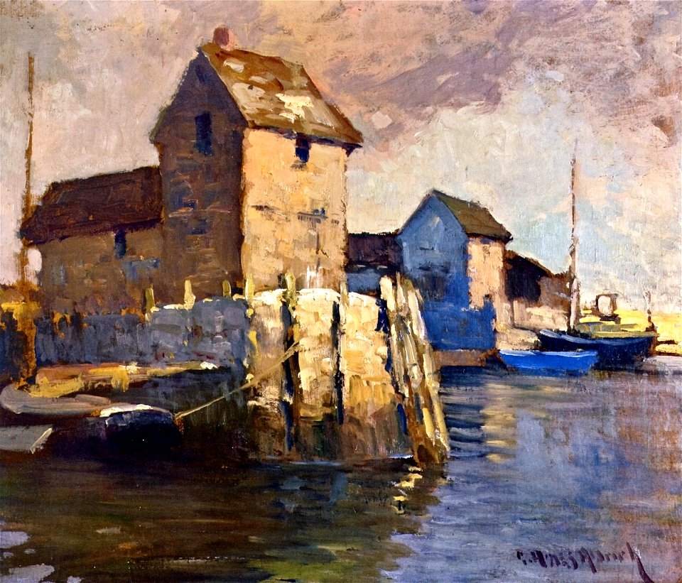 George Ames Aldrich Maine Harbor Scene