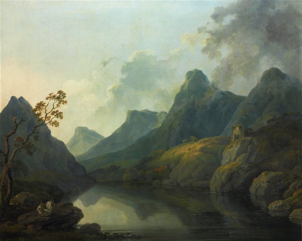George Barret, Sen. - A view of Llanberis, with Dolbarden Castle, Caernarvonshire, North Wales
