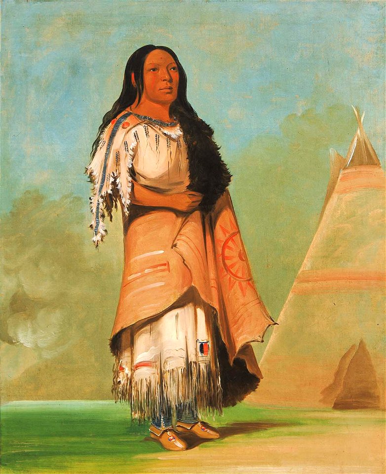 George Catlin - Ah'-kay-ee-pix-en, Woman Who Strikes Many - 1985.66.155 - Smithsonian American Art Museum