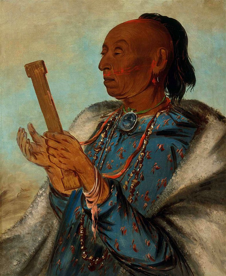 George Catlin - Ah-tón-we-tuck, Cock Turkey, Repeating His Prayer - 1985.66.241 - Smithsonian American Art Museum
