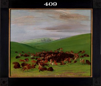 George Catlin - Buffalo Chase, a Surround by the Hidatsa - 1985.66.409 - Smithsonian American Art Museum