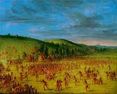 George Catlin - Ball-play of the Choctaw--Ball Up - Google Art Project. Free illustration for personal and commercial use.