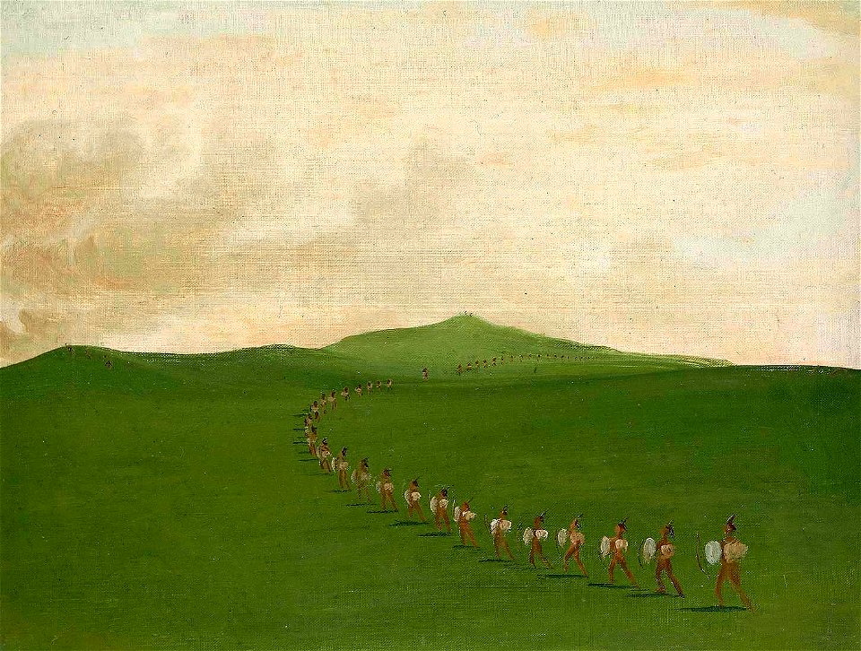 George Catlin - Foot War Party on the March, Upper Missouri - 1985.66.367 - Smithsonian American Art Museum
