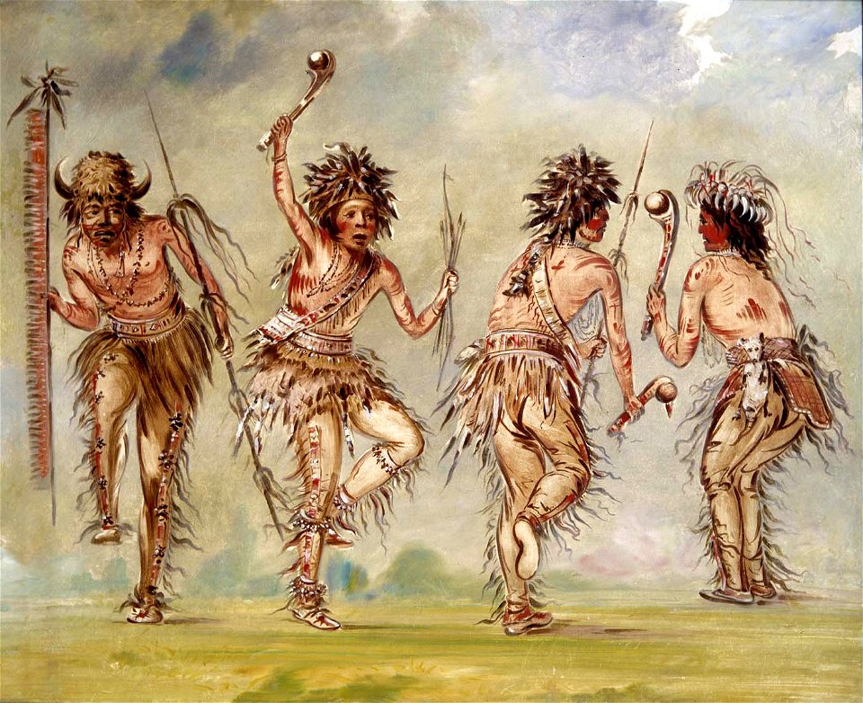 George Catlin - Four Dancers - 1985.66.386,439 - Smithsonian American Art Museum