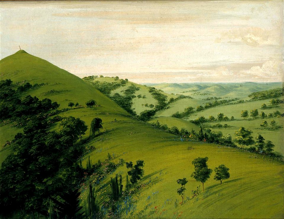 George Catlin - Blackbird's Grave, a Back View, Prairies Enameled with Flowers - 1985.66.365 - Smithsonian American Art Museum