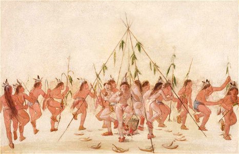 George Catlin - Green Corn Dance, Hidatsa - 1985.66.446 - Smithsonian American Art Museum