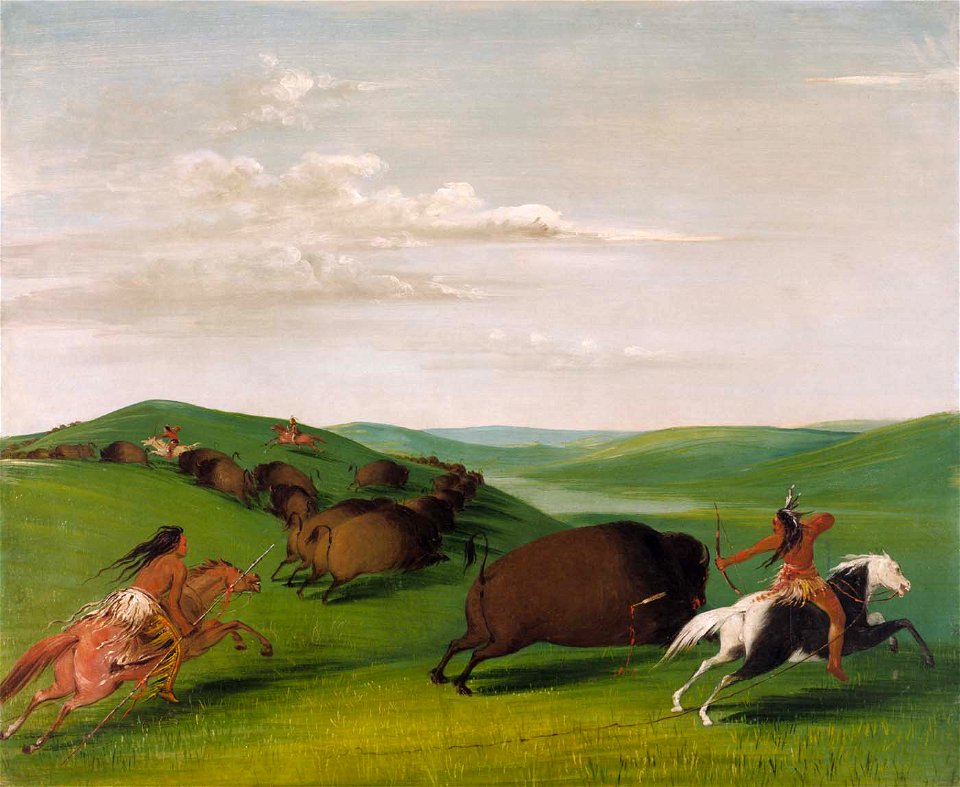 George Catlin - Buffalo Chase with Bows and Lances - 1985.66.410 - Smithsonian American Art Museum