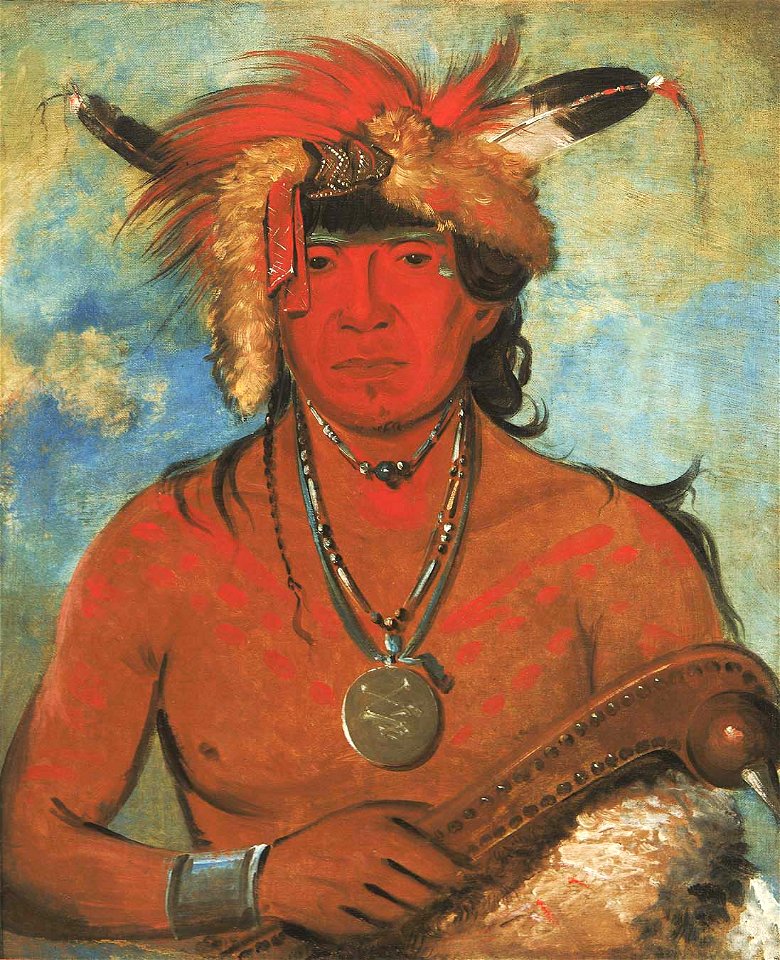 George Catlin - Háh-je-day-ah'-shee, Meeting Birds, a Brave - 1985.66.184 - Smithsonian American Art Museum