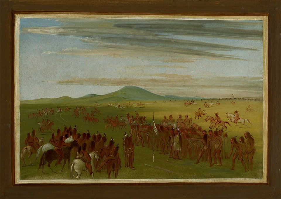 George Catlin - Horseracing on a Course Behind the Mandan Village - 1985.66.432 - Smithsonian American Art Museum
