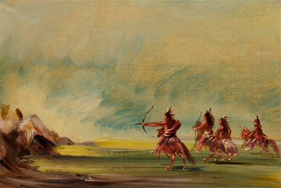George Catlin - Comanche Giving Arrows to the Medicine Rock - 1985.66.472 - Smithsonian American Art Museum