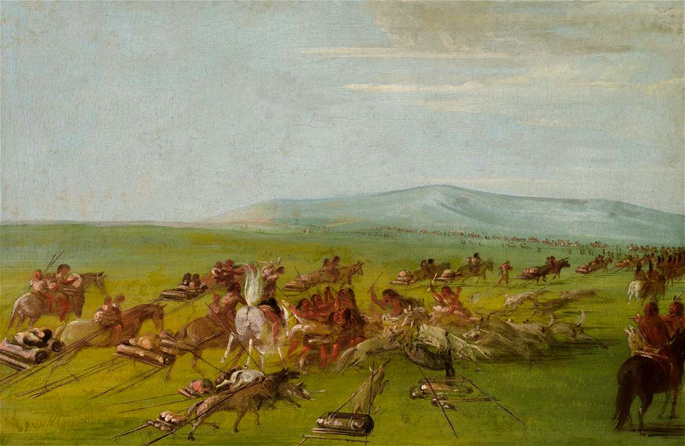 George Catlin - Comanche Moving Camp, Dog Fight Enroute - 1985.66.466 - Smithsonian American Art Museum