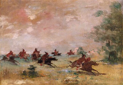George Catlin - Comanche War Party, Mounted on Wild Horses - 1985.66.496 - Smithsonian American Art Museum
