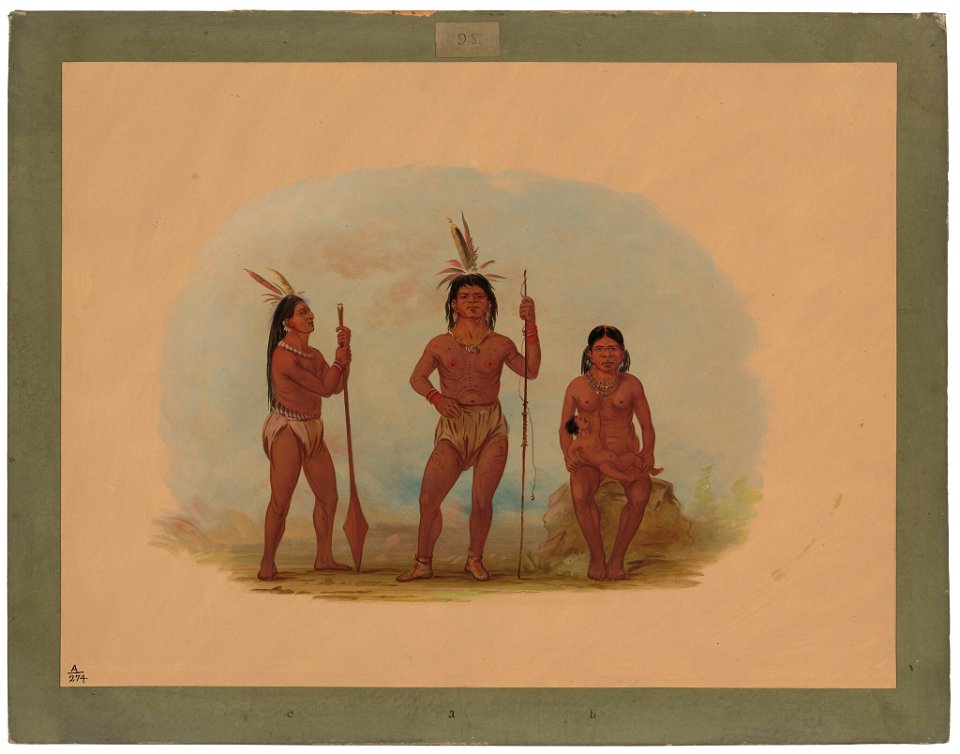 George Catlin - Klahoquaht Chief, His Wife, and Son - 1965.16.157 - National Gallery of Art
