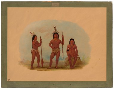 George Catlin - Klahoquaht Chief, His Wife, and Son - 1965.16.157 - National Gallery of Art