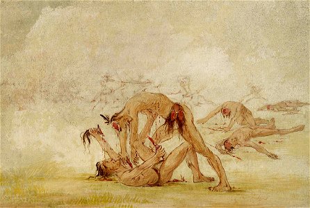 George Catlin - Mandan Scalping an Enemy - 1985.66.498 - Smithsonian American Art Museum