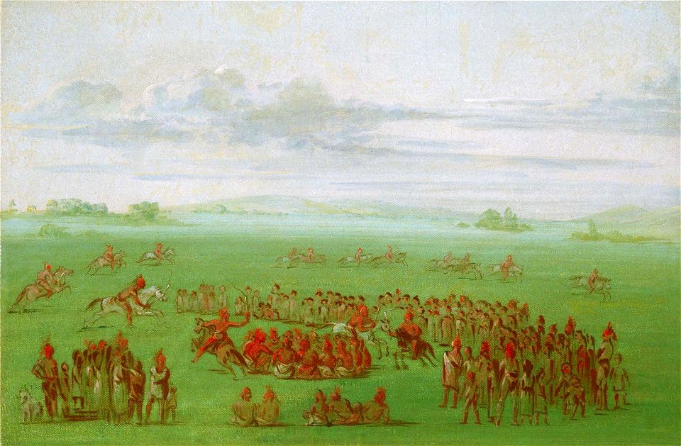 George Catlin - Smoking Horses, a Curious Custom of the Sauk and Fox - 1985.66.463 - Smithsonian American Art Museum