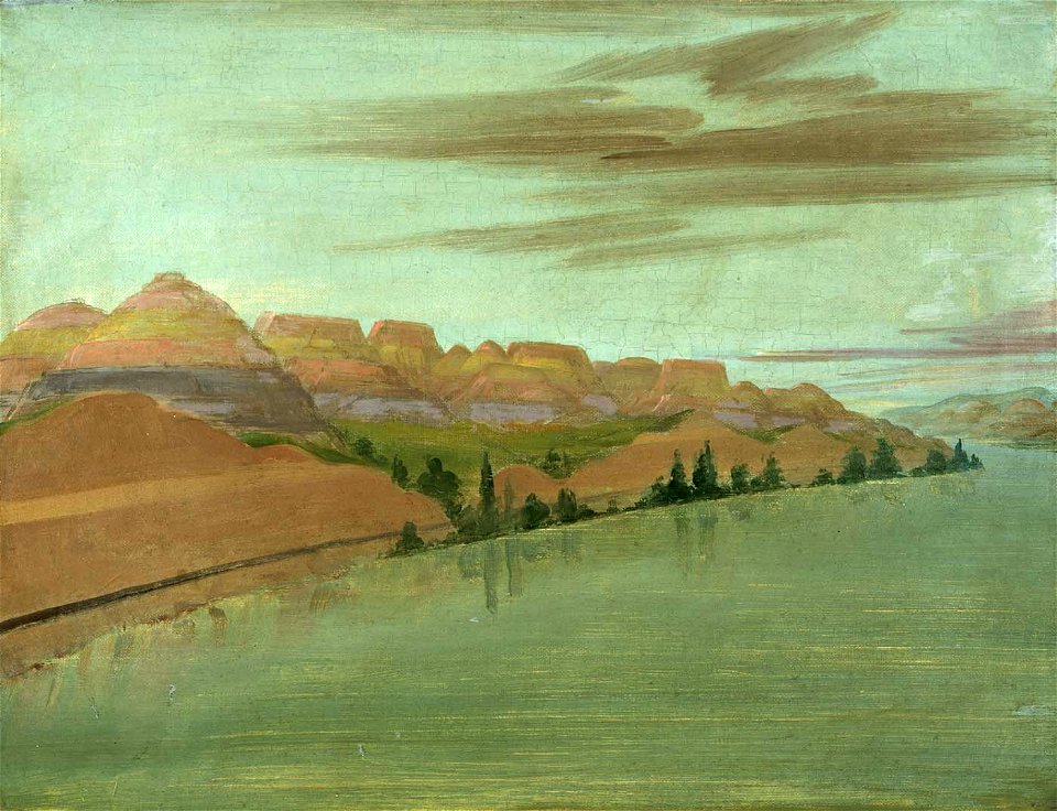 George Catlin - Beautiful Clay Bluffs, 1900 Miles above St. Louis - 1985.66.382 - Smithsonian American Art Museum