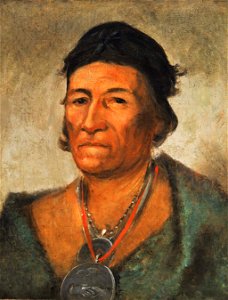 George Catlin - Ko-mán-i-kin, Big Wave, an Old and Distinguished Chief - 1985.66.228 - Smithsonian American Art Museum