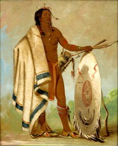 George Catlin - Kotz-a-tó-ah, Smoked Shield, a Distinguished Warrior - 1985.66.63 - Smithsonian American Art Museum