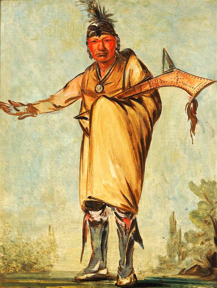 George Catlin - Náw-káw, Wood, Former Chief of the Tribe - 1985.66.209 - Smithsonian American Art Museum