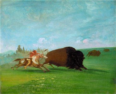 George Catlin - Buffalo Chase, a Single Death - 1985.66.408 - Smithsonian American Art Museum. Free illustration for personal and commercial use.