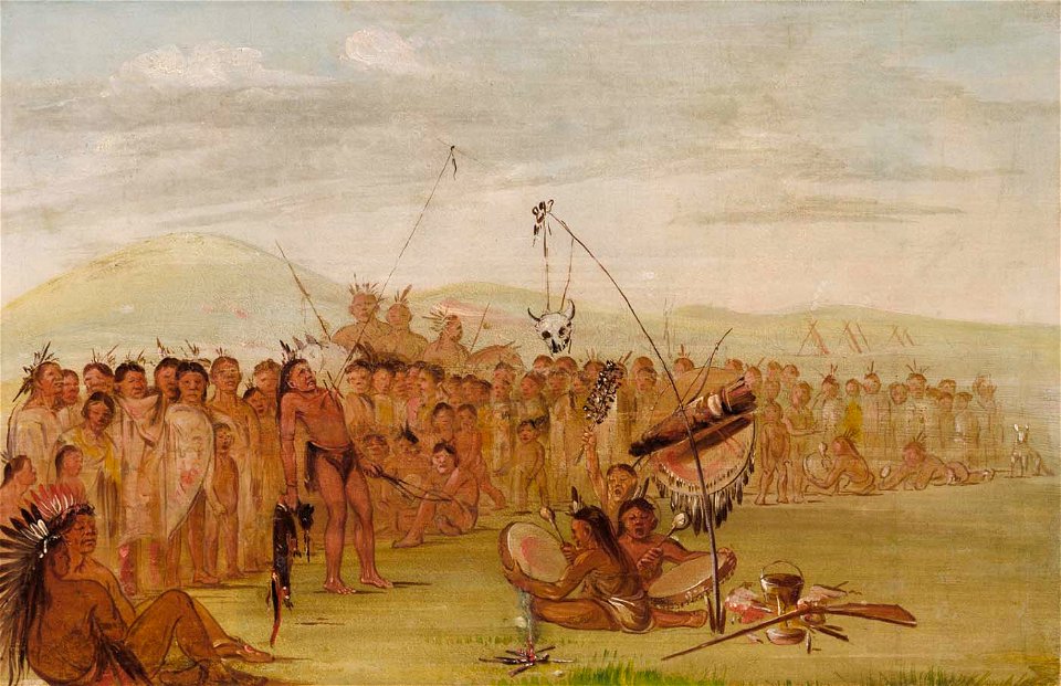 George Catlin - Self-torture in a Sioux Religious Ceremony - 1985.66.460 - Smithsonian American Art Museum