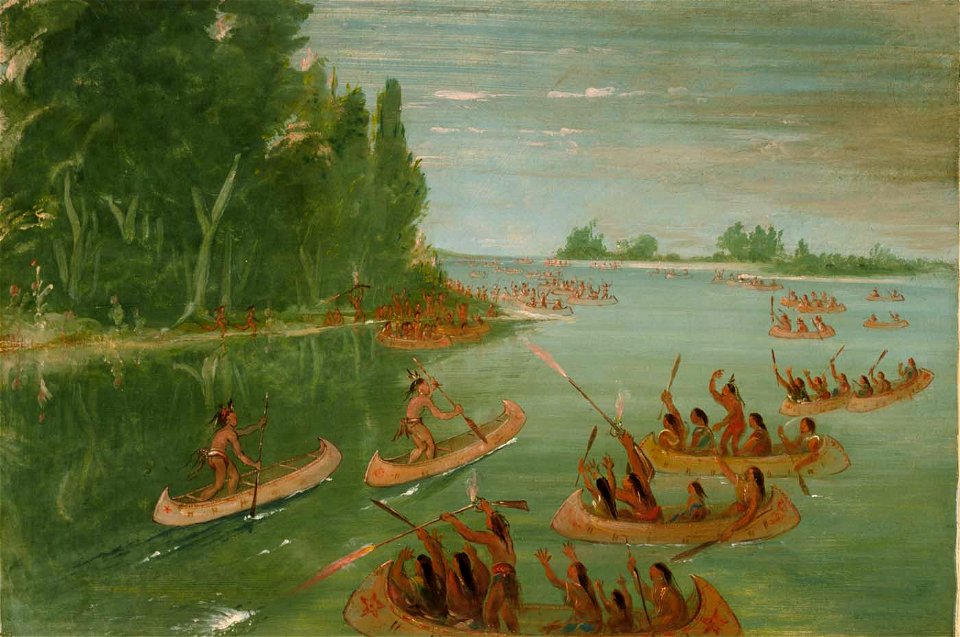 George Catlin - Canoe Race Near Sault Ste. Marie - 1985.66.434 - Smithsonian American Art Museum