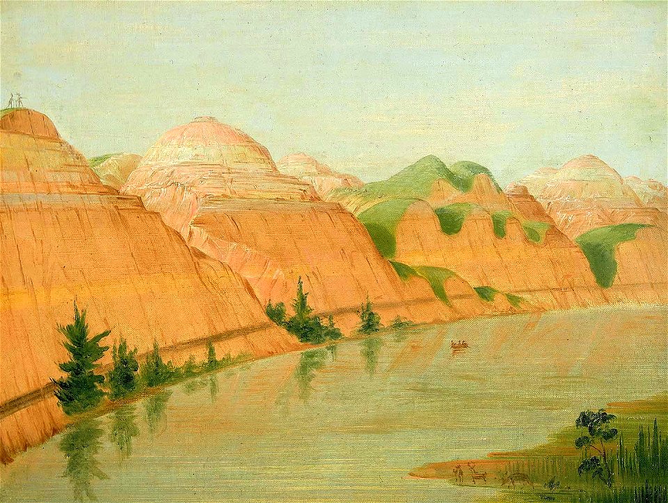 George Catlin - Magnificent Clay Bluffs, 1800 Miles above St. Louis - 1985.66.370 - Smithsonian American Art Museum