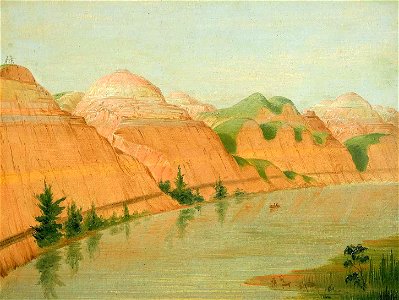 George Catlin - Magnificent Clay Bluffs, 1800 Miles above St. Louis - 1985.66.370 - Smithsonian American Art Museum