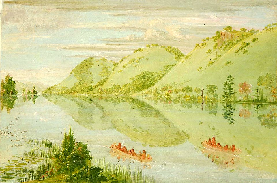 George Catlin - Picturesque Bluffs above Prairie du Chien - 1985.66.317 - Smithsonian American Art Museum