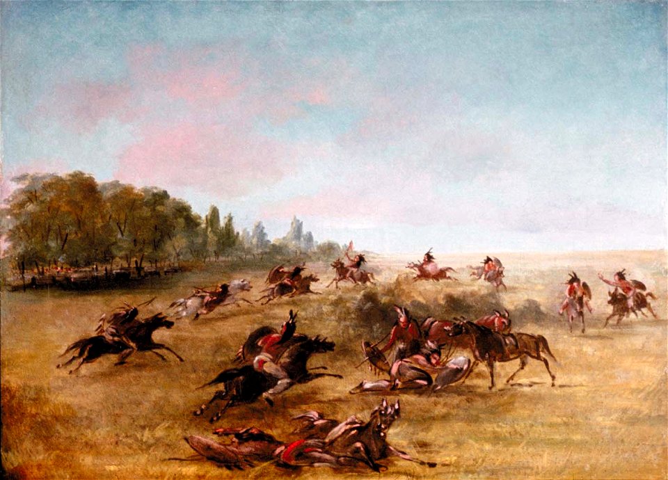George Catlin - Mounted War Party Scouring a Thicket - 1985.66.586 - Smithsonian American Art Museum