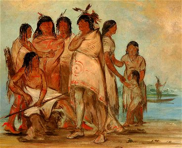 George Catlin - Du-cór-re-a, Chief of the Tribe, and His Family - 1985.66.199-206 - Smithsonian American Art Museum