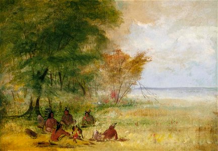 George Catlin - Sioux Indian Council, Chiefs in Profound Deliberation - 1985.66.495 - Smithsonian American Art Museum